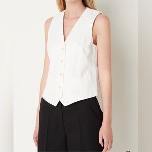 Mango 100% Linen Cream Vest